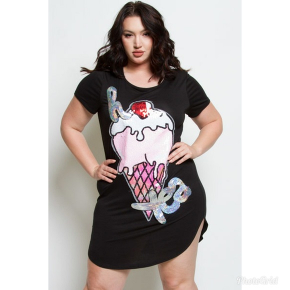 Dresses & Skirts - ROUND NECK SHORT SLEEVES BASIC MINI DRESS WITH PAT